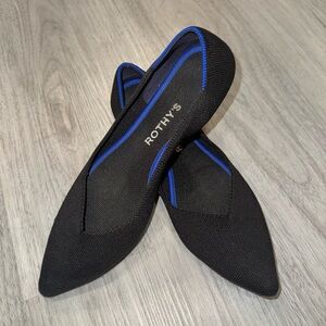 Rothys The Point Shoes Women Size 8.5 Black Ballet Flats Knit Slip On Casual